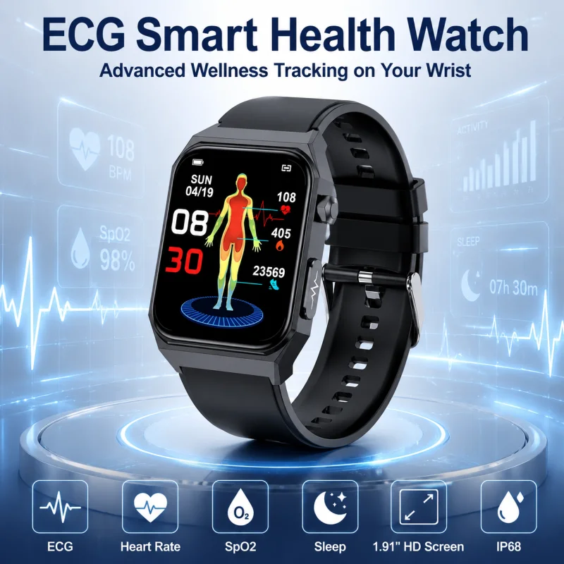 GEJIAN ECG+PPG Health Smart Watch 1.91 "HD Screen with Heart Rate Sleep BT Call IP68 Sport Tracking Smartwatch for Android iOS
GEJIAN ECG+PPG Health Smart Watch 1.91 "HD Screen with Heart Rate Sleep BT Call IP68 Sport Tracking Smartwatch for Android iOS