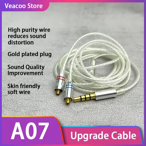 High Purity Oxygen Free Copper Silver Plated MMCX Plug without Hanging Ear HIFI Earphone Sound Quality Improvement Upgrade Cable