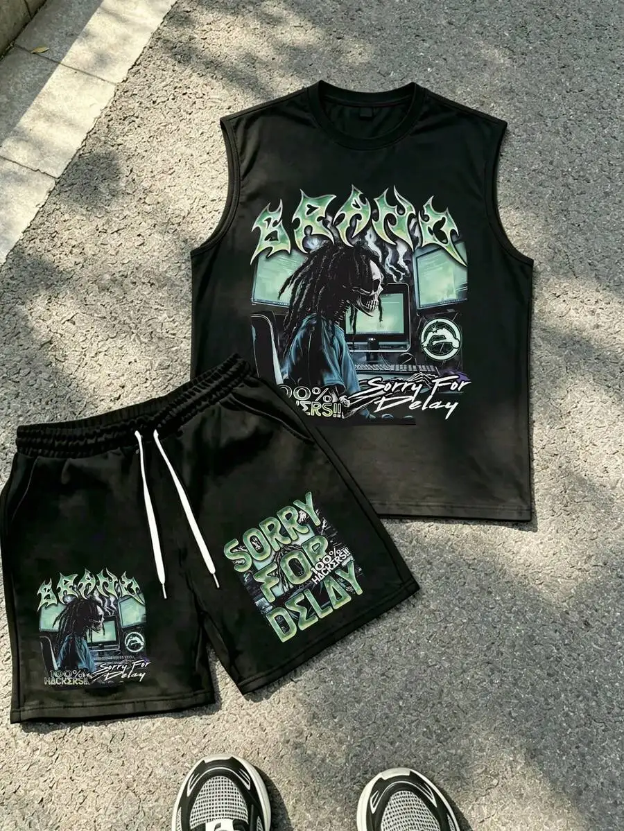 Mens 2 Piece Set Sleeveless Tank Top And Shorts Cyber Gothic Streetwear Skeleton Graphic Print Soft Breathable Summer Casual
Mens 2 Piece Set Sleeveless Tank Top And Shorts Cyber Gothic Streetwear Skeleton Graphic Print Soft Breathable Summer Casual