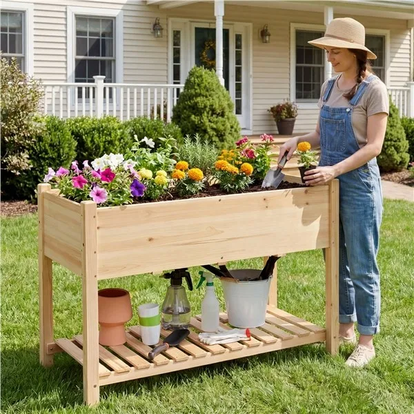 Wooden Raised Garden Bed Elevated Wood Bed with Lower Shelf for Vegetables
Wooden Raised Garden Bed Elevated Wood Bed with Lower Shelf for Vegetables
