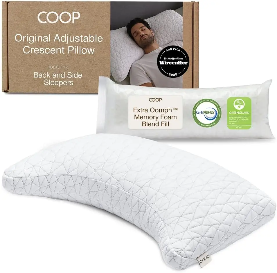 Adjustable Crescent Pillow for Neck & Shoulder Support, Medium Firm, CertiPUR-US & GREENGUARD Gold
Adjustable Crescent Pillow for Neck & Shoulder Support, Medium Firm, CertiPUR-US & GREENGUARD Gold