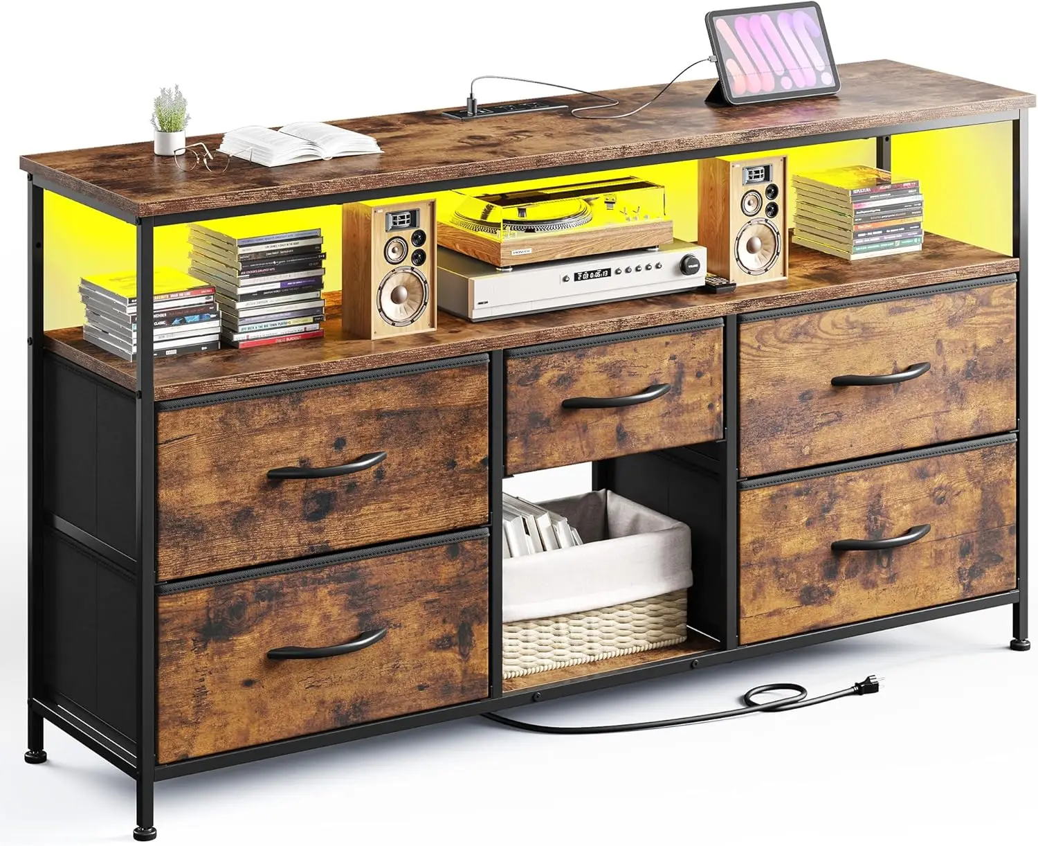 Тумба под телевизор для 50-дюймового телевизора, медиацентр со светодиодной подсветкой и розетками, комод с 5 ящиками для спальни
Тумба под телевизор для 50-дюймового телевизора, медиацентр со светодиодной подсветкой и розетками, комод с 5 ящиками для спальни