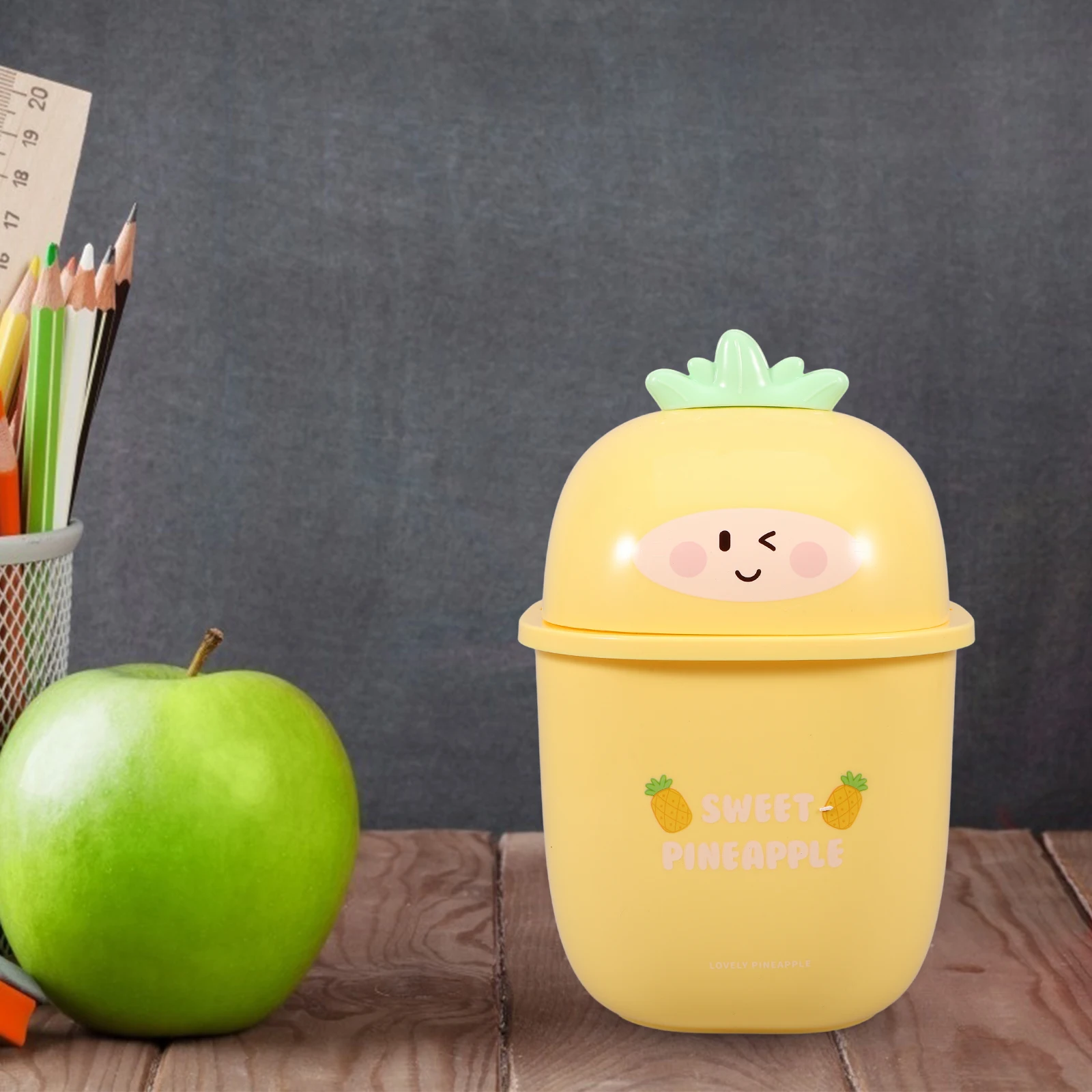 Desktop Trash Can Lid Lemon Yellow Waterproof ABS Storage Bin for Home Office Kitchen Bedroom Bathroom Car Mini Waste Basket
Desktop Trash Can Lid Lemon Yellow Waterproof ABS Storage Bin for Home Office Kitchen Bedroom Bathroom Car Mini Waste Basket