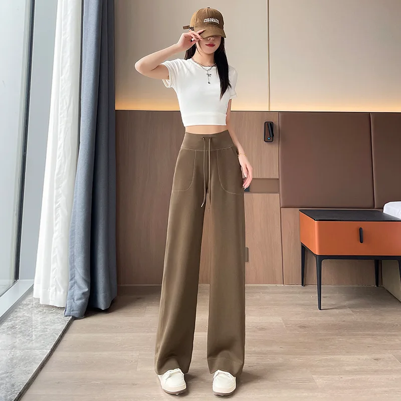 2025 New Spring Autumn Straight-leg Pants Women Clothing Loose Pocket Wide-leg Pants Solid High-waisted Slick Casual Pants
2025 New Spring Autumn Straight-leg Pants Women Clothing Loose Pocket Wide-leg Pants Solid High-waisted Slick Casual Pants