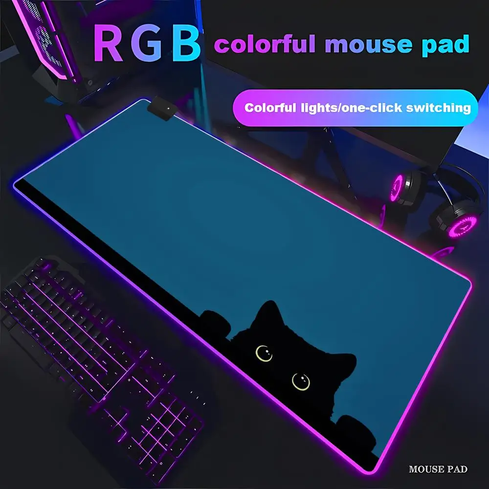HYBXAXC Cute Peeking Black Cat Print Mouse Pad Non-Slip Desk Mat Thick Rubber Base for Gaming & Office RGB HD Large LED Light
HYBXAXC Cute Peeking Black Cat Print Mouse Pad Non-Slip Desk Mat Thick Rubber Base for Gaming & Office RGB HD Large LED Light
