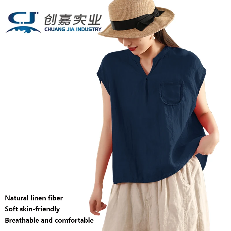 Natural Pure Linen Women's T-shirt, White V-neck, Shoulder Sleeve Pullovers, Youthful Fashionable Street Wear, Cool Breathable
Natural Pure Linen Women's T-shirt, White V-neck, Shoulder Sleeve Pullovers, Youthful Fashionable Street Wear, Cool Breathable