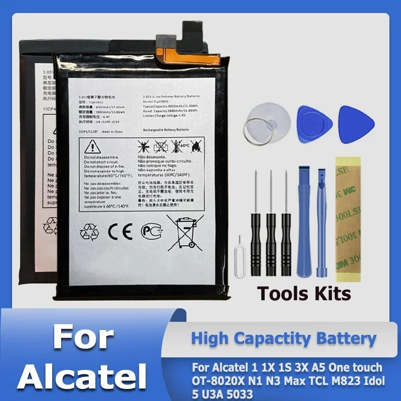 XDOU TLi019D7 TLP024C7 TLP030K7 Battery For Alcatel 1 1X 1S 3X A5 One touch OT-8020X N1 N3 Max TCL M823 Idol 5 U3A 5033 + Tool
XDOU TLi019D7 TLP024C7 TLP030K7 Battery For Alcatel 1 1X 1S 3X A5 One touch OT-8020X N1 N3 Max TCL M823 Idol 5 U3A 5033 + Tool