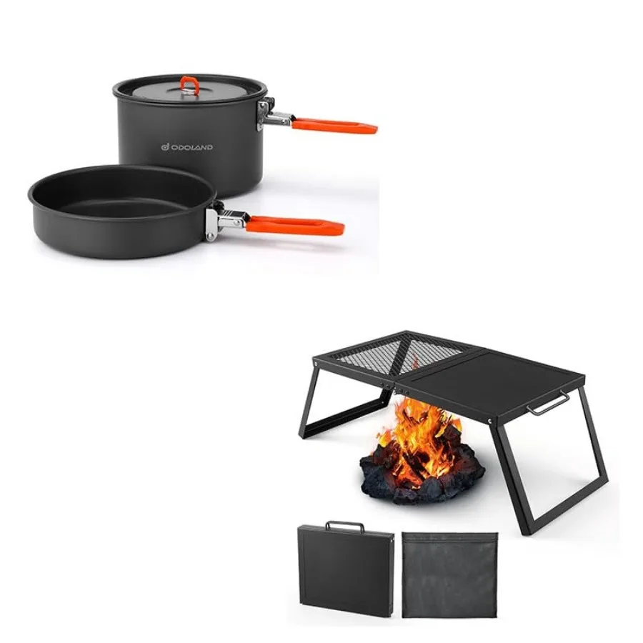 Bundle - 2 Items Camping Cookware Mess Kit and Folding Campfire Grill
Bundle - 2 Items Camping Cookware Mess Kit and Folding Campfire Grill