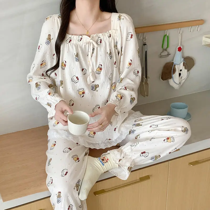 Sanrio Cute Pajamas Hello Kitty Pyjama Spring Nightwear Long Sleeve Pants Sleepwear Princess Pijama Women's Home Clothes 2 Piece
Sanrio Cute Pajamas Hello Kitty Pyjama Spring Nightwear Long Sleeve Pants Sleepwear Princess Pijama Women's Home Clothes 2 Piece