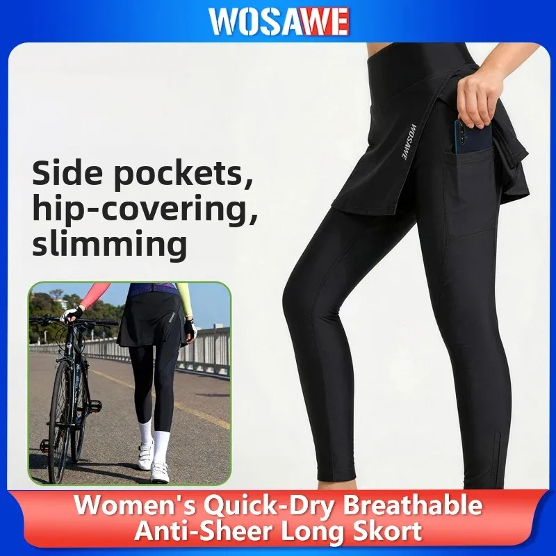 WOSAWE Women Summer Cycling Pants with Padding Skirted Bike Leggings High Waist Breathable Stretch Sports Tights with Pockets
WOSAWE Women Summer Cycling Pants with Padding Skirted Bike Leggings High Waist Breathable Stretch Sports Tights with Pockets