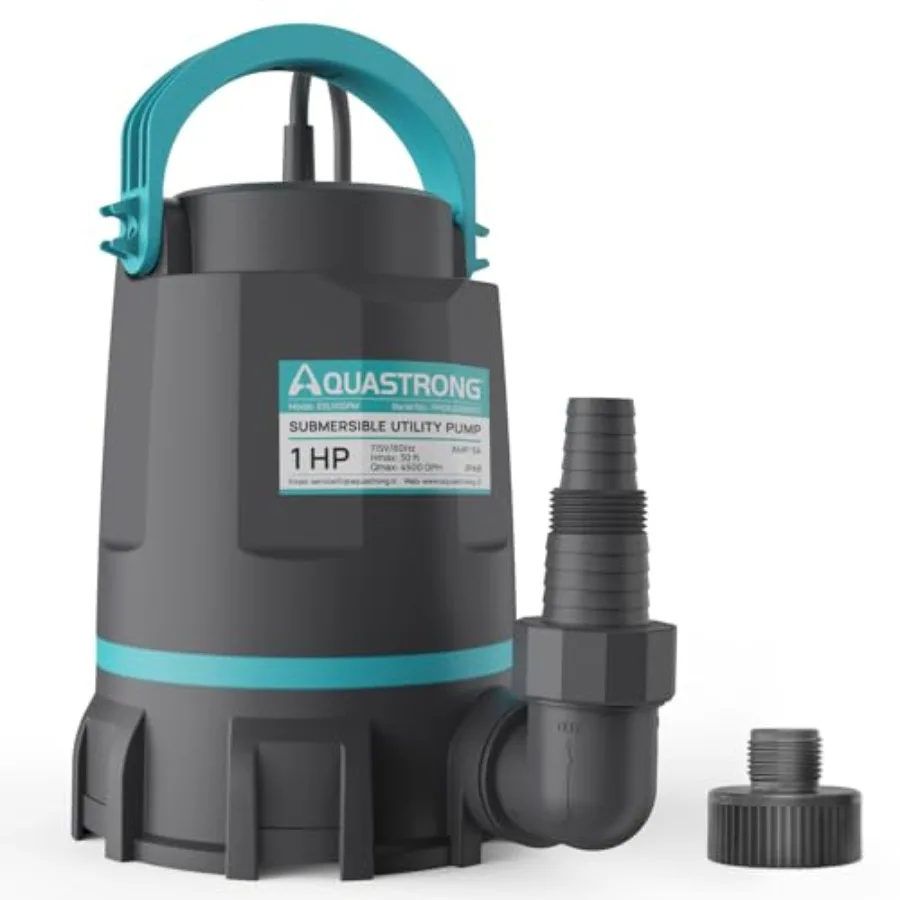 Sump Pump for Basement Pool Pond Use, Thermoplastic Material, Black, 1 HP 4500 GPH High-Flow Submersible Utility Pump with 10ft
Sump Pump for Basement Pool Pond Use, Thermoplastic Material, Black, 1 HP 4500 GPH High-Flow Submersible Utility Pump with 10ft