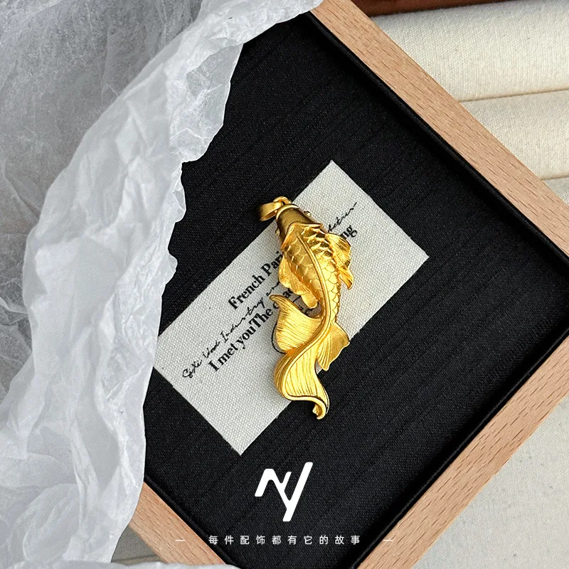 True Gold 999 Big Fish, Begonia, Fuze Koi Fish Pendant, New Chinese design sense diy coffee braided rope necklace
True Gold 999 Big Fish, Begonia, Fuze Koi Fish Pendant, New Chinese design sense diy coffee braided rope necklace