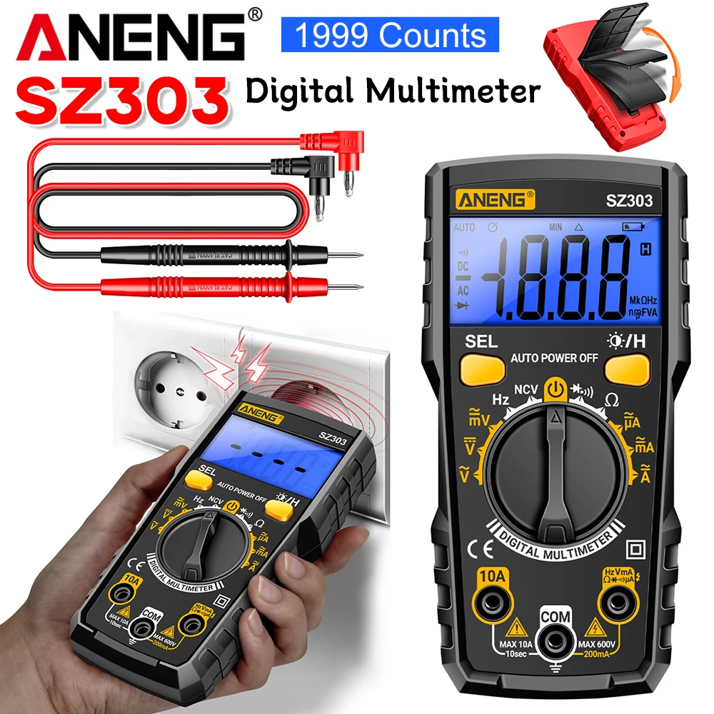 ANENG SZ303 Digital Multimeter AC/DC Voltmeter Ammeter 1999 Counts Current Voltage Tester High Precision Electrical Multimeter
ANENG SZ303 Digital Multimeter AC/DC Voltmeter Ammeter 1999 Counts Current Voltage Tester High Precision Electrical Multimeter