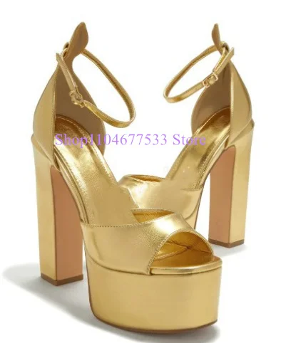 Gold Color Chunky Heel Platform Lady Sandals Fashion Peep Toe Woman Dress Sandals Shoes Female Sexy Party High Heels Pumps
Gold Color Chunky Heel Platform Lady Sandals Fashion Peep Toe Woman Dress Sandals Shoes Female Sexy Party High Heels Pumps
