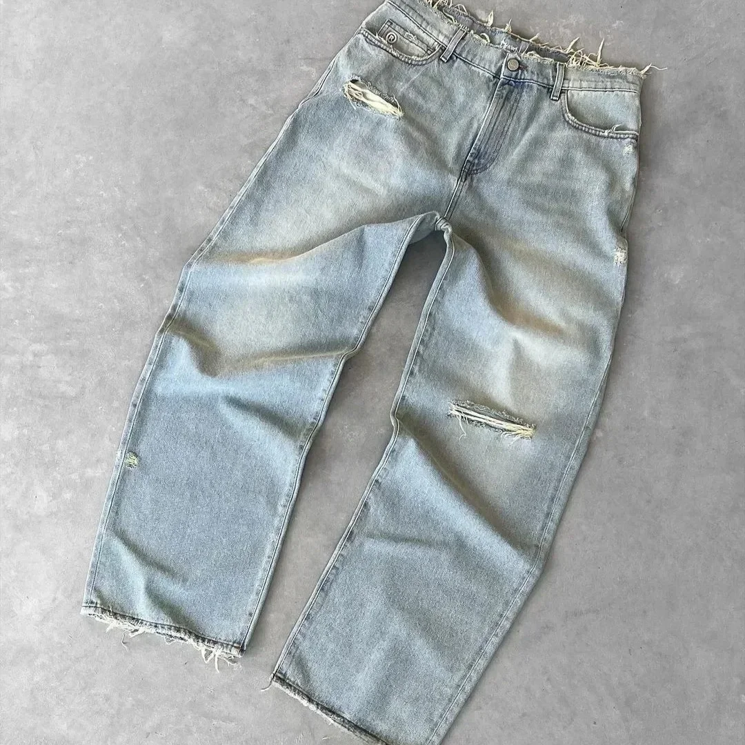 Washed Pure Color Jeans Men's Casual Hole Punching Street Fashion Jeans Straight Leg mid Waist Zipper Fly Spring Summer Jeans
Washed Pure Color Jeans Men's Casual Hole Punching Street Fashion Jeans Straight Leg mid Waist Zipper Fly Spring Summer Jeans