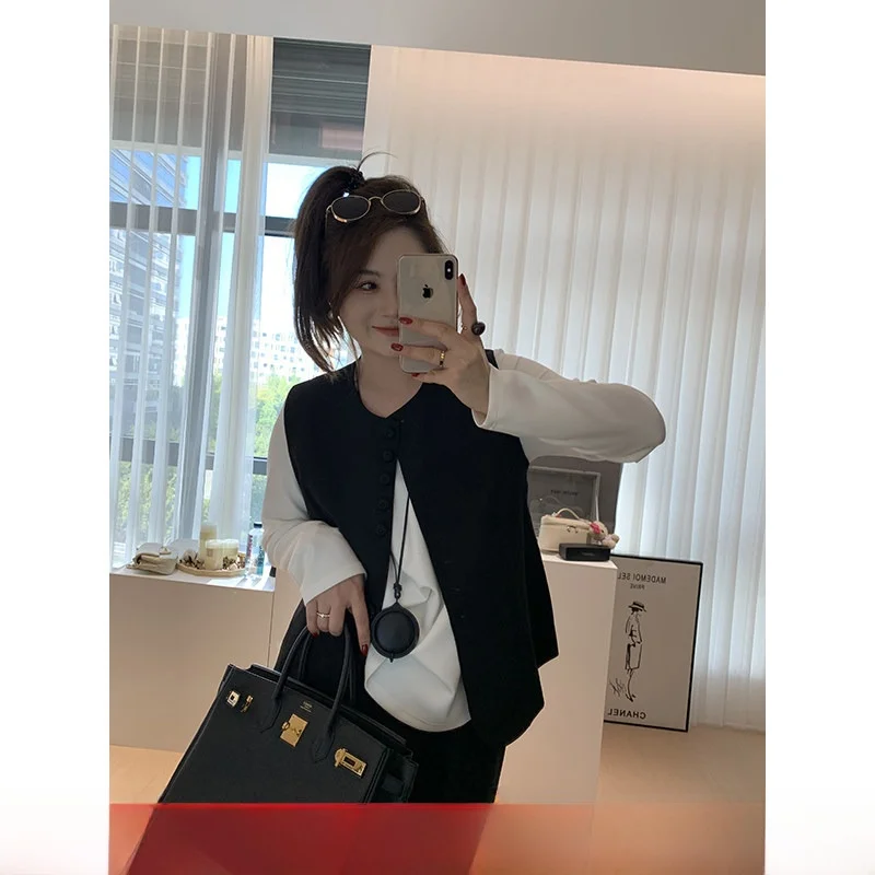 Faionable Bla Rose Vest Versatile Autumnal Suit Jaet Commute Sle ort Length Polyester Fabric round Ne Design
Faionable Bla Rose Vest Versatile Autumnal Suit Jaet Commute Sle ort Length Polyester Fabric round Ne Design