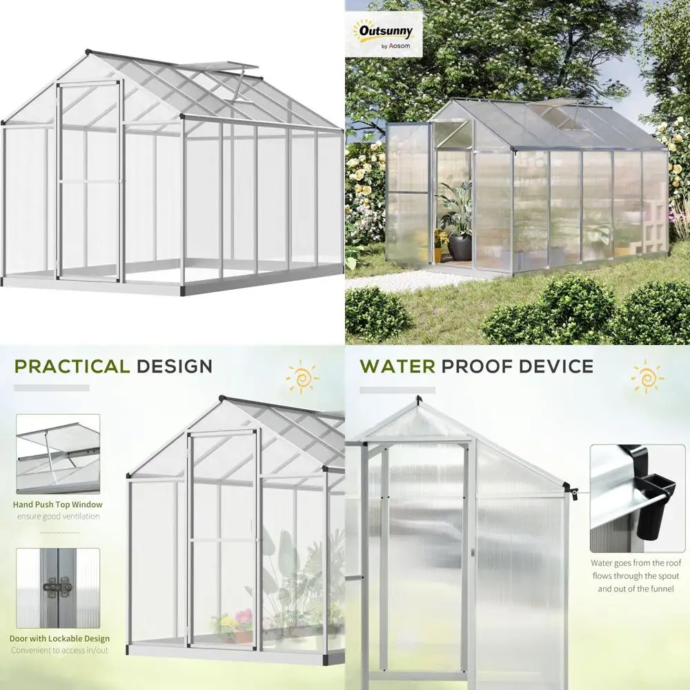 Outdoor Walk-in Greenhouse 10x6 ft, Durable Polycarbonate with Rain Gutter and Roof Vent, Aluminum Framed Garden Greenhouse
Outdoor Walk-in Greenhouse 10x6 ft, Durable Polycarbonate with Rain Gutter and Roof Vent, Aluminum Framed Garden Greenhouse