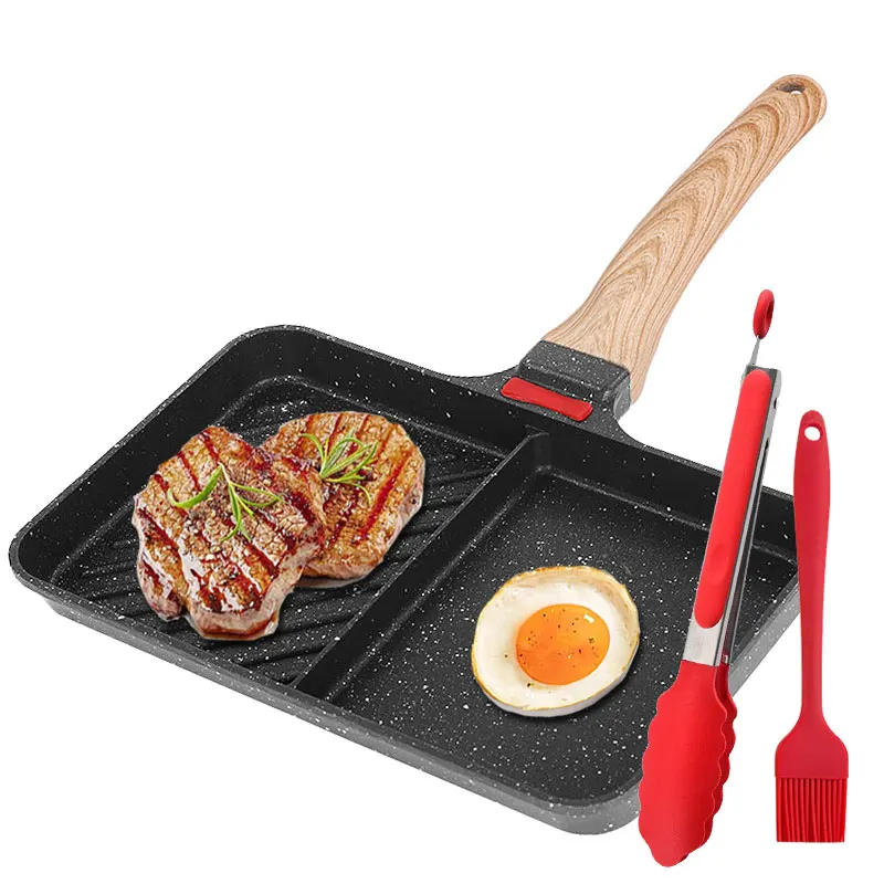 Nonstick Divided Grill Pan 2-Section Versatile Breakfast Grilling Pan Steak Griddle Pan Egg Grill Skillet with Bakelite Handle
Nonstick Divided Grill Pan 2-Section Versatile Breakfast Grilling Pan Steak Griddle Pan Egg Grill Skillet with Bakelite Handle