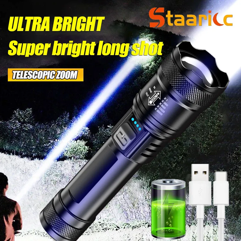 Super Bright Flashlight USB Rechargeable LED Long Range Tactical Torch Outdoor Waterproof Emergency Camping Fishing Lantern
Super Bright Flashlight USB Rechargeable LED Long Range Tactical Torch Outdoor Waterproof Emergency Camping Fishing Lantern