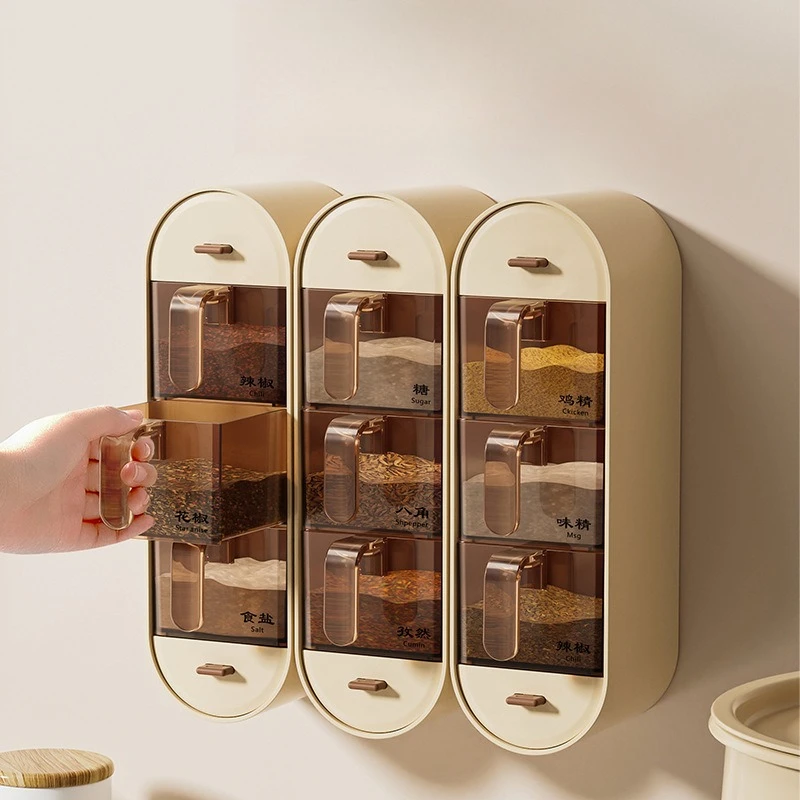 LMM wall-mounted non-punching kitchen household seasoning box storage dustproof and moisture-proof seasoning box
LMM wall-mounted non-punching kitchen household seasoning box storage dustproof and moisture-proof seasoning box