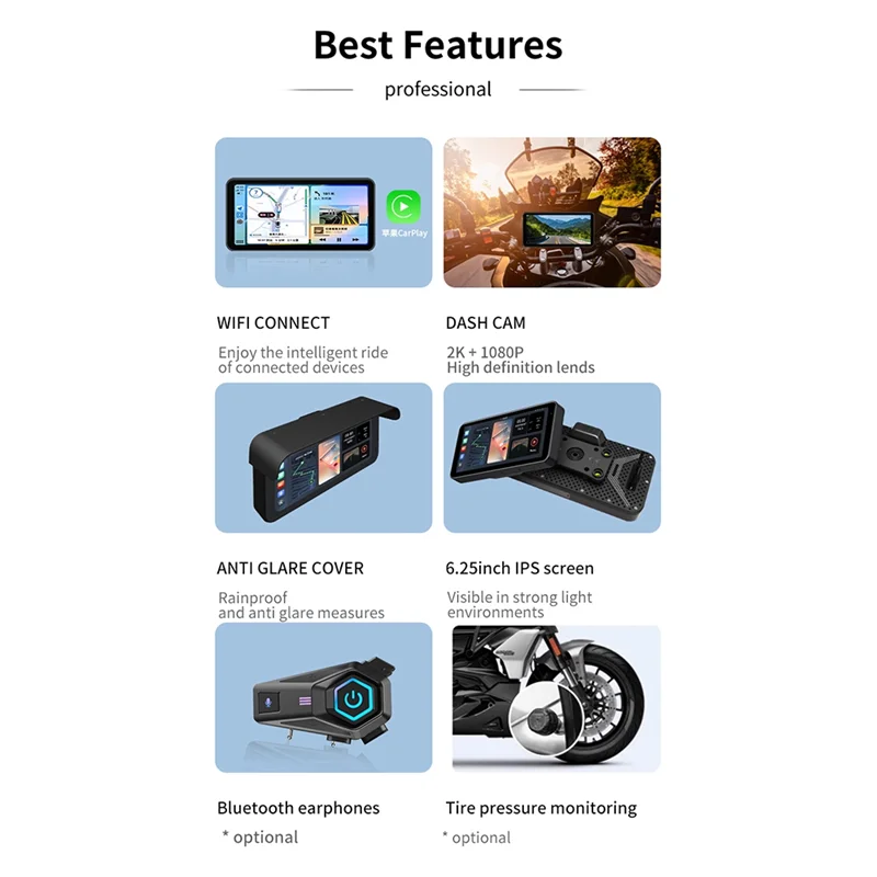 MG600 6,25-дюймовый дисплей, мотоциклетный навигатор, GPS, Wi-Fi, беспроводной Carplay, Android, автоматический экран, двойная камера, комплекты давления в шинах
MG600 6,25-дюймовый дисплей, мотоциклетный навигатор, GPS, Wi-Fi, беспроводной Carplay, Android, автоматический экран, двойная камера, комплекты давления в шинах