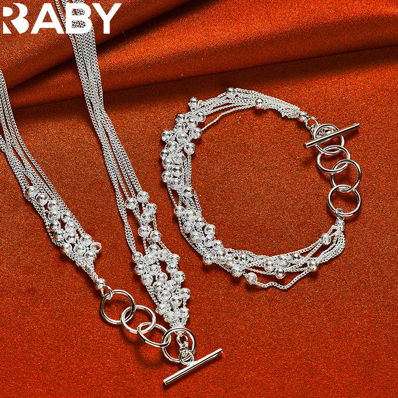 925 Sterling Silver Frosting Grape Beads Necklace Bracelet For Women Fashion Charms Jewelry Set Sweet Beautiful Accessories
925 Sterling Silver Frosting Grape Beads Necklace Bracelet For Women Fashion Charms Jewelry Set Sweet Beautiful Accessories