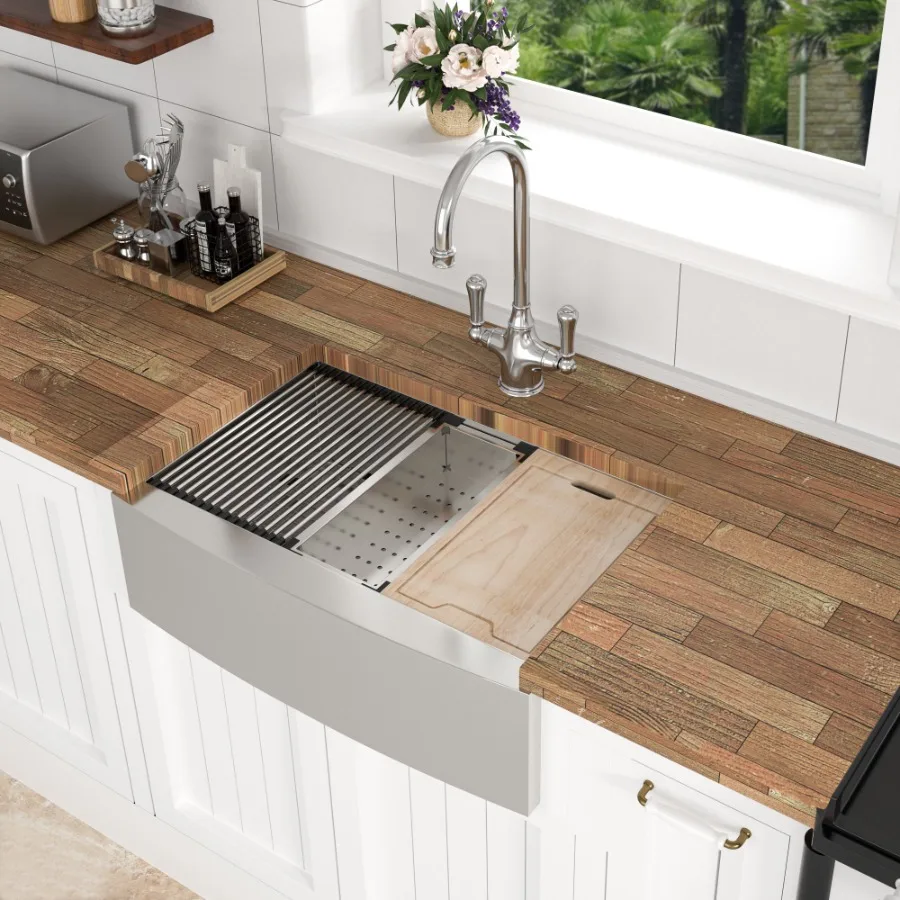 33 Farmhouse Sink Workstation 33*21*9 Inch Kitchen Sink Stainless Steel 18 gauge Apron Front Kitchen Sink
33 Farmhouse Sink Workstation 33*21*9 Inch Kitchen Sink Stainless Steel 18 gauge Apron Front Kitchen Sink