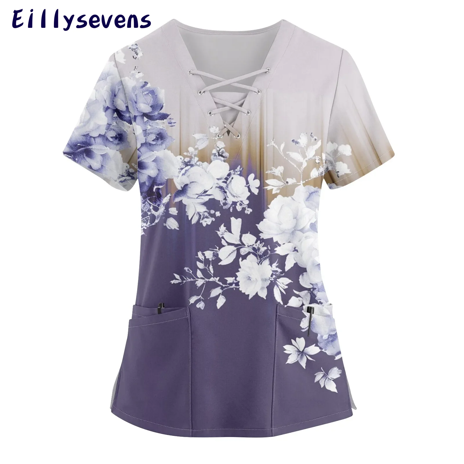Working with Pockets Short Sleeve Tops Painted Pattern Medical Uniforms Fashion Slim Femme Blouse Ropa De Mujer Ofertas
Working with Pockets Short Sleeve Tops Painted Pattern Medical Uniforms Fashion Slim Femme Blouse Ropa De Mujer Ofertas