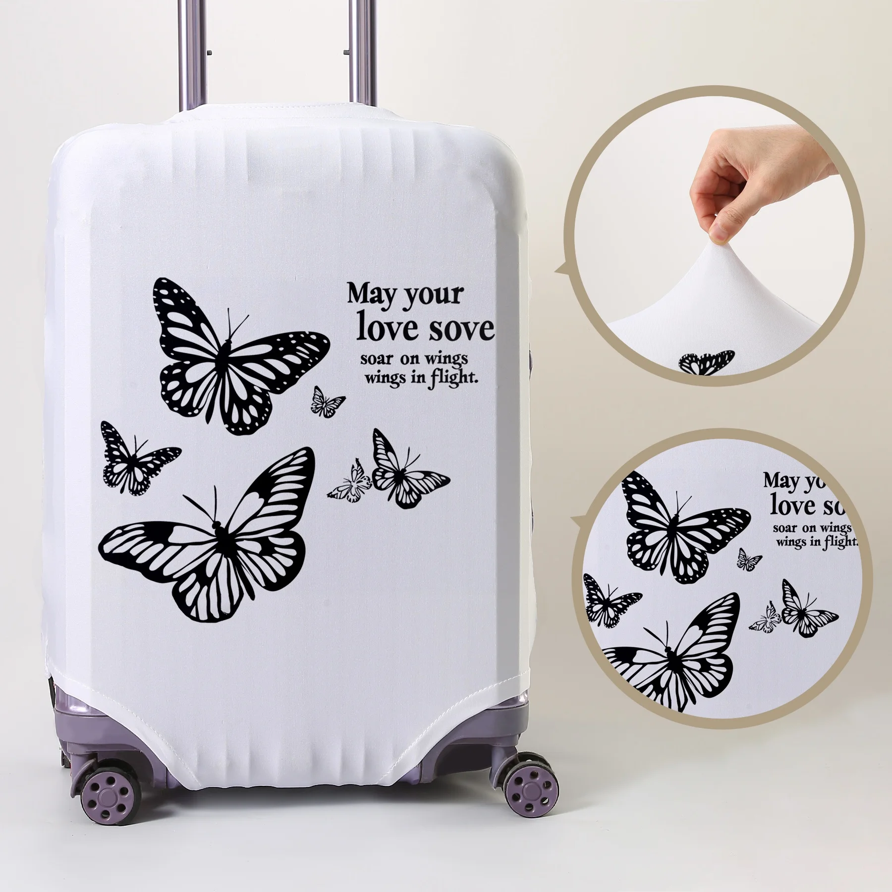 Black and white butterfly pattern luggage protection cover, suitable for 18-32 inch luggage covers, luggage handle gloves, trave
Black and white butterfly pattern luggage protection cover, suitable for 18-32 inch luggage covers, luggage handle gloves, trave