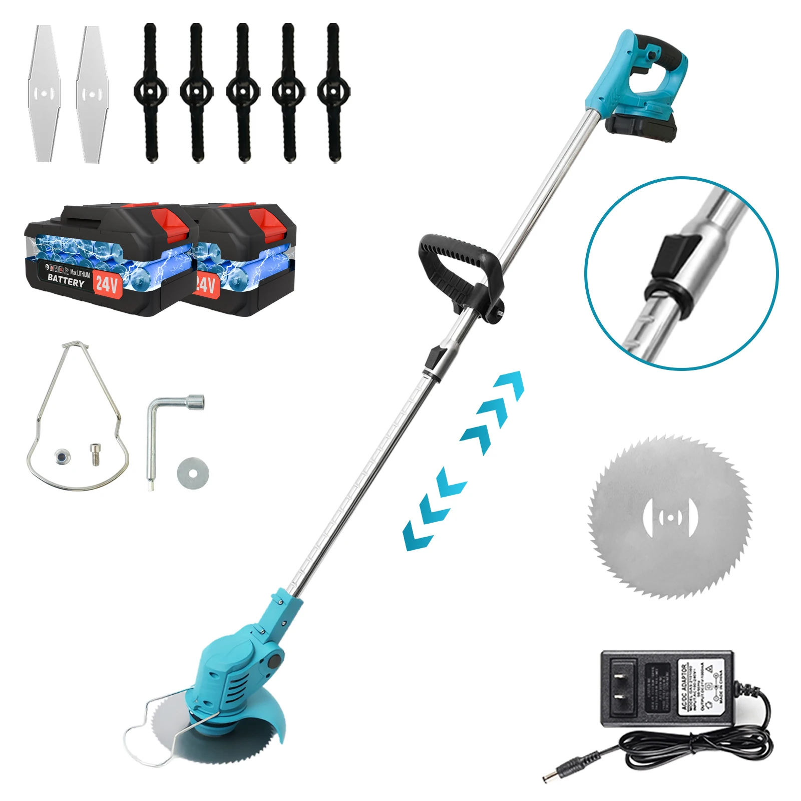 21 В Аккумуляторный электрический триммер для сорняков 650 Вт 3-в-1 Обрезной станок для газона 3 типа лезвий Регулируемая ручка Два аккумулятора для садового двора
21 В Аккумуляторный электрический триммер для сорняков 650 Вт 3-в-1 Обрезной станок для газона 3 типа лезвий Регулируемая ручка Два аккумулятора для садового двора