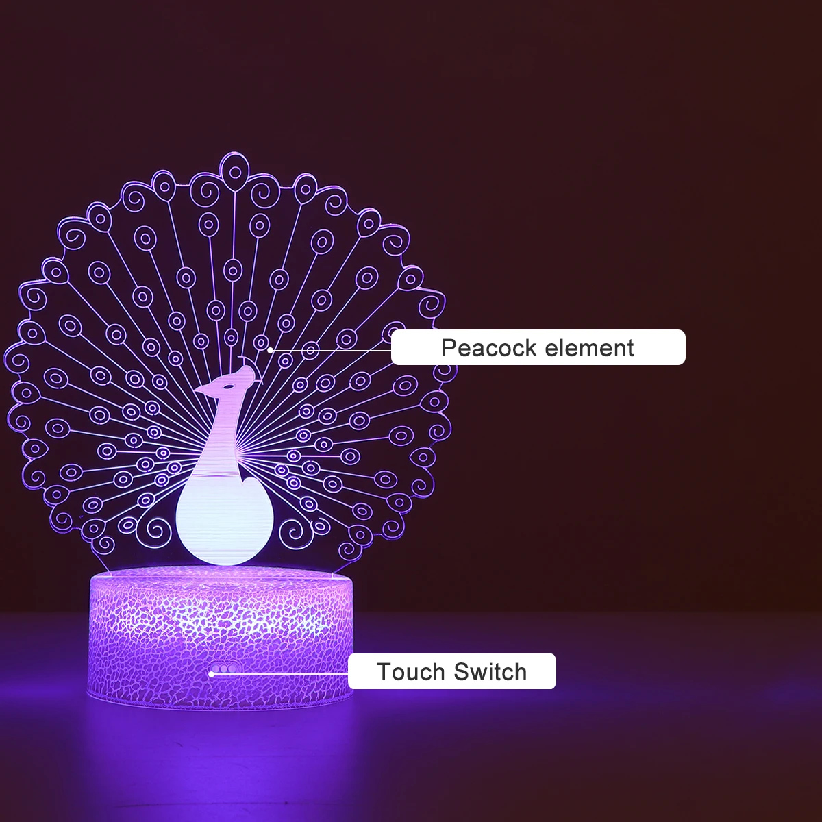 Peacock Table Lamp 3D Acrylic Panel Night Light LED Decor Gifts Valentine Wedding Party Bedside Lamp Durabl
Peacock Table Lamp 3D Acrylic Panel Night Light LED Decor Gifts Valentine Wedding Party Bedside Lamp Durabl