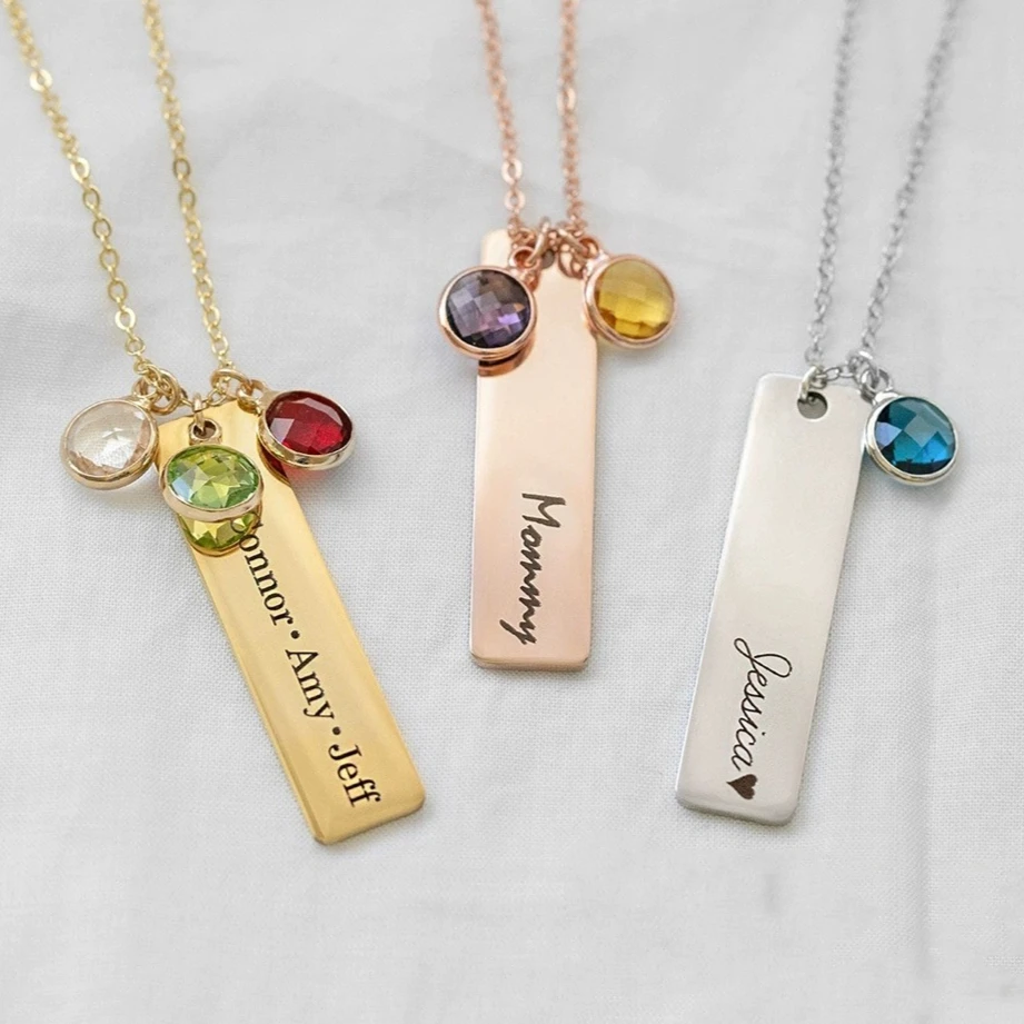 Mother's Day Gift Personalized Stainless Steel Necklace with Birthstone Pendant Custom Engraved Name Perfect Jewelry for Women
Mother's Day Gift Personalized Stainless Steel Necklace with Birthstone Pendant Custom Engraved Name Perfect Jewelry for Women