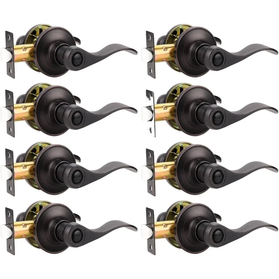 Набор из 8 штук без ключа с масляной бронзовой отделкой, волнистый дверной рычаг, набор фиксирующих ручек для дверей спальни и ванной комнаты, двусторонний дизайн Sui
Набор из 8 штук без ключа с масляной бронзовой отделкой, волнистый дверной рычаг, набор фиксирующих ручек для дверей спальни и ванной комнаты, двусторонний дизайн Sui