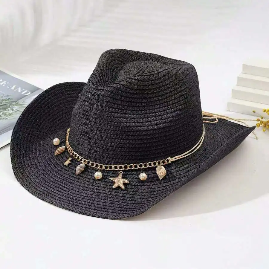 Fashion Straw Cowboy Hat For Adults, Wide Brim Sun Protection Beach Hat With Starfish Decor, Collapsible Summer Hat
Fashion Straw Cowboy Hat For Adults, Wide Brim Sun Protection Beach Hat With Starfish Decor, Collapsible Summer Hat