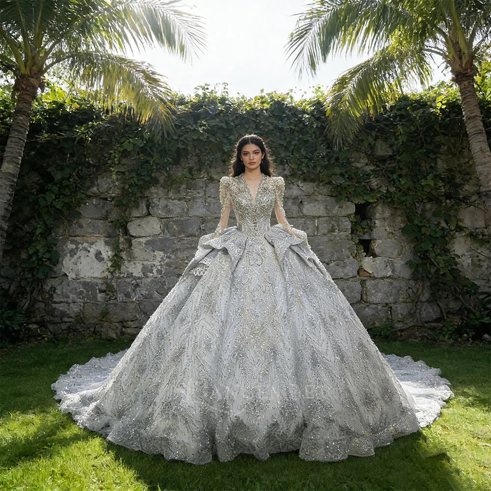 Customized Luxurious Wedding Dress With Organza Bead Princess Ball Gown Full Sleeve Lace Up Ruffles vestidos de novia boda
Customized Luxurious Wedding Dress With Organza Bead Princess Ball Gown Full Sleeve Lace Up Ruffles vestidos de novia boda