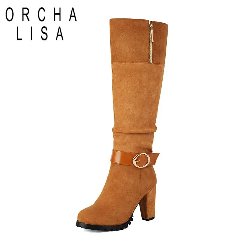 ORCHA LISA Flock Suede Women Knee High Boots Round Toe Block Heels 8.5cm Zipper Double Wear Plus Size 42 43 44 New Design Bota
ORCHA LISA Flock Suede Women Knee High Boots Round Toe Block Heels 8.5cm Zipper Double Wear Plus Size 42 43 44 New Design Bota