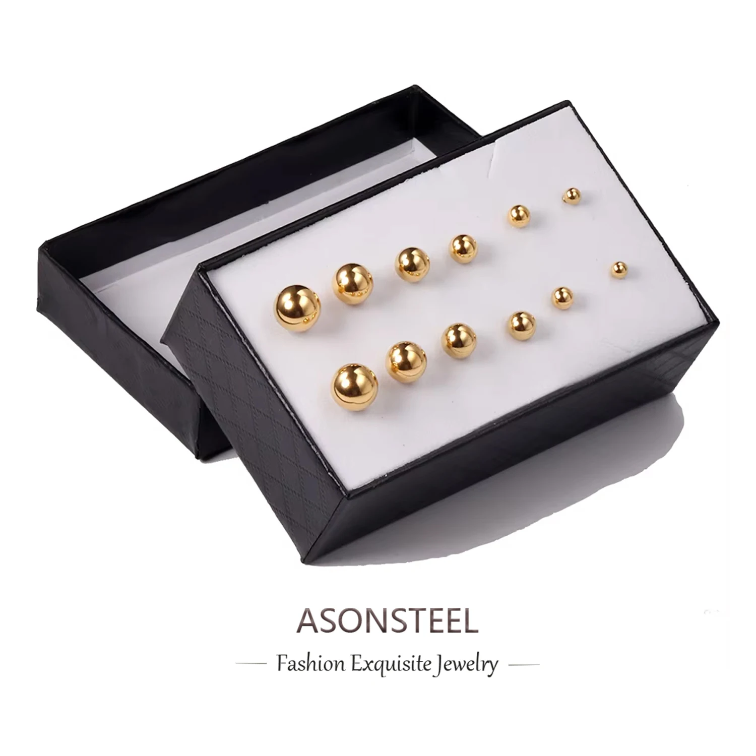 ASONSTEE 6 Pairs/Box Stainless Steel Ball Stud Earrings Set Mixed Size Anti-allergy Ear Studs For Gift Jewelry Accessories Trend
ASONSTEE 6 Pairs/Box Stainless Steel Ball Stud Earrings Set Mixed Size Anti-allergy Ear Studs For Gift Jewelry Accessories Trend