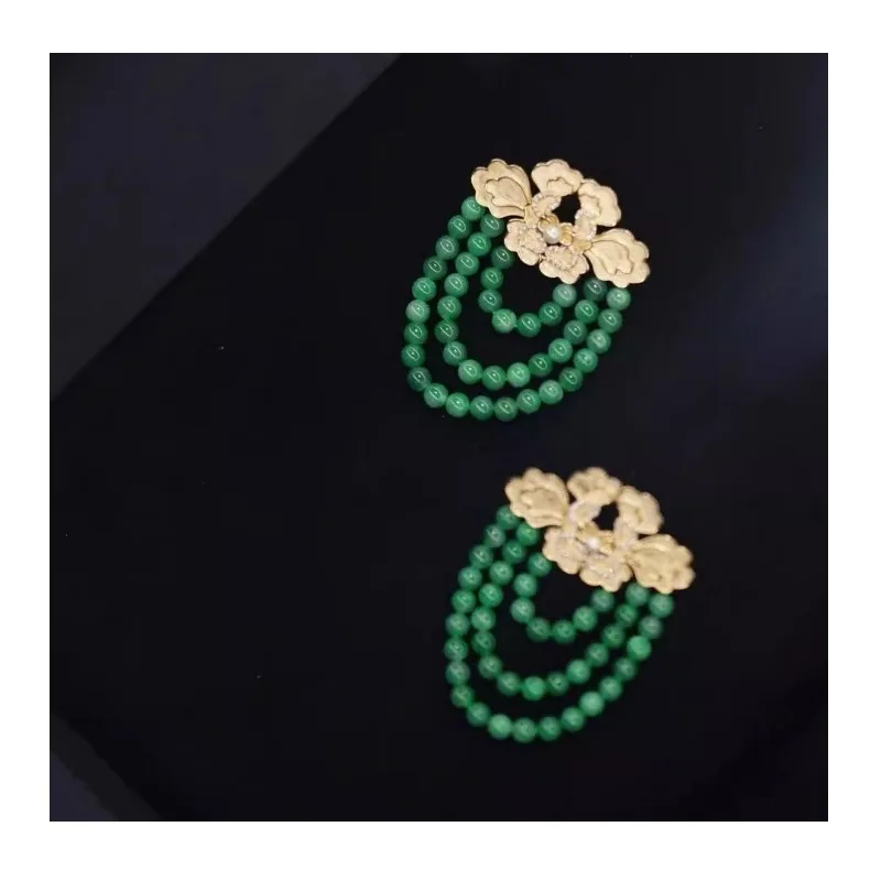 Three Circles Emerald Ruyi Peony Flower Yellow Gold Stud Earrings Guochao Light Luxury Retro Imitation Agate Hanfu Cheongsam Ear
Three Circles Emerald Ruyi Peony Flower Yellow Gold Stud Earrings Guochao Light Luxury Retro Imitation Agate Hanfu Cheongsam Ear