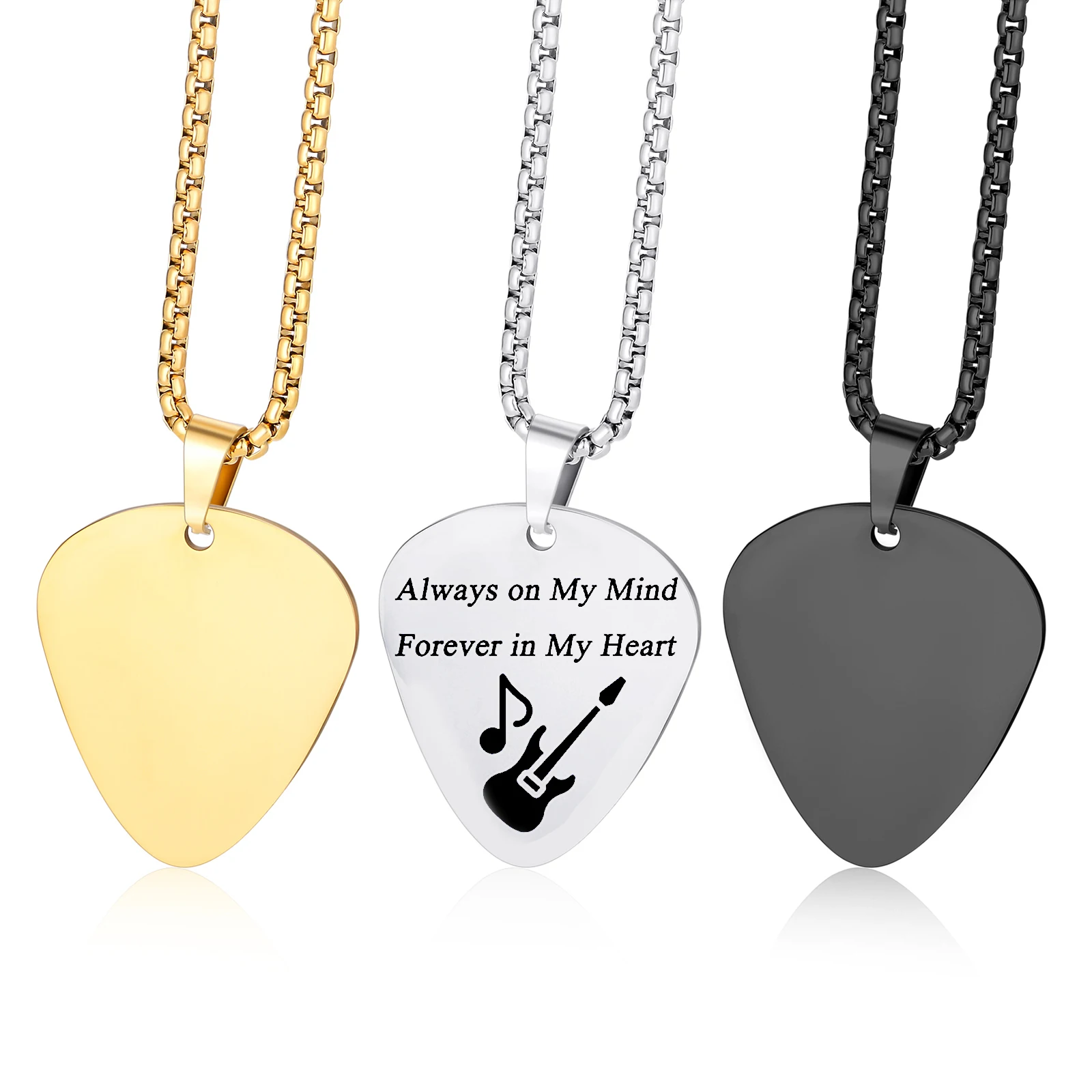 1PC Fashion Titanium Steel Guitar Pick Pendant Necklace Mirror Polishing Dog Tag Music-lovers Band Jewelry Waterproof 3 Colors
1PC Fashion Titanium Steel Guitar Pick Pendant Necklace Mirror Polishing Dog Tag Music-lovers Band Jewelry Waterproof 3 Colors