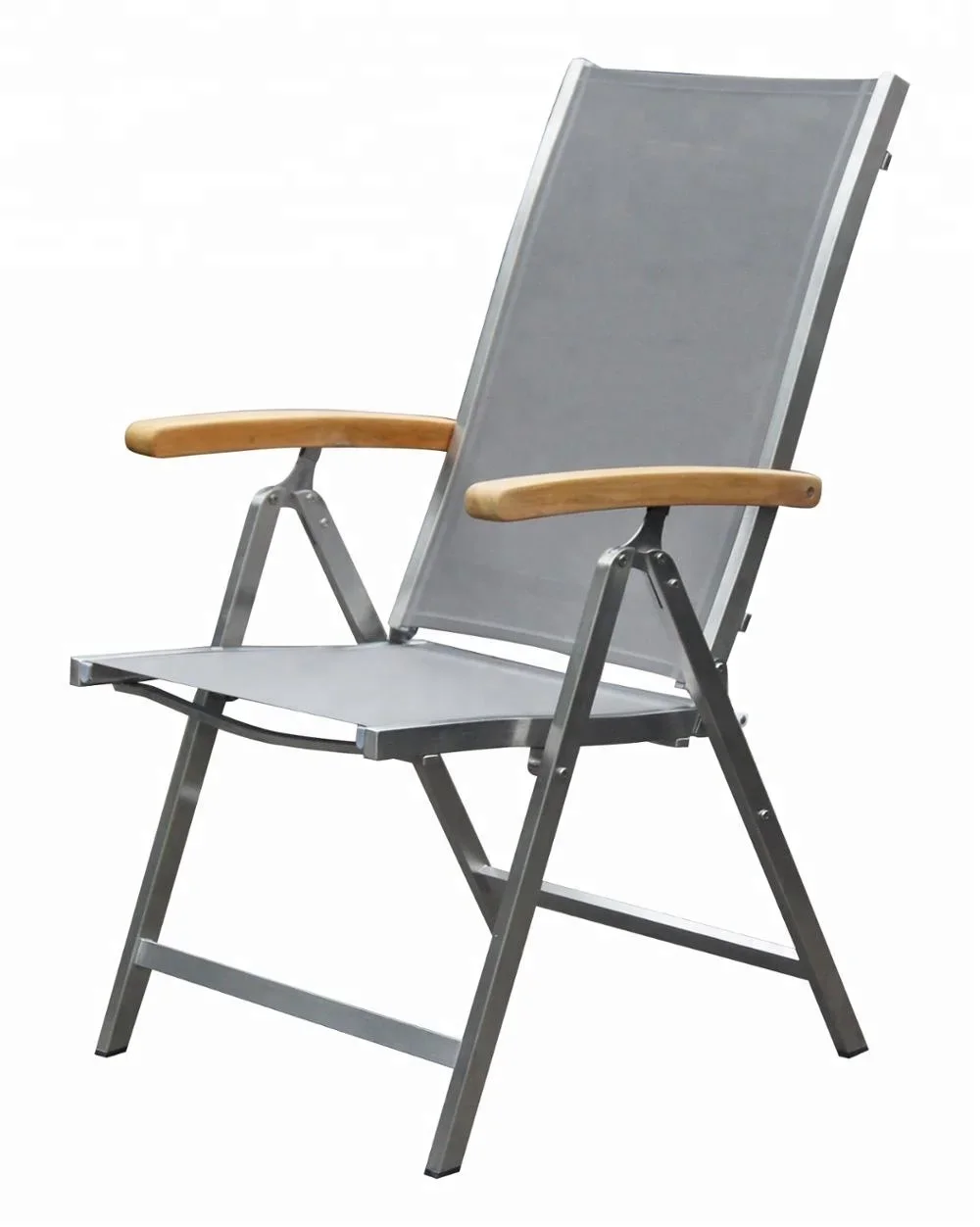Four position teak armrest stainless steel sling garden folding chair
Four position teak armrest stainless steel sling garden folding chair
