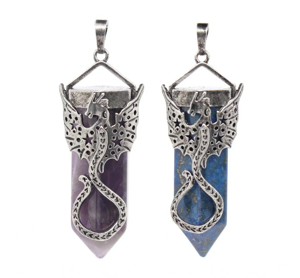 Animal Dragon Crystal Hexagon Prism Stone Man Pendants Natural Amethyst Rose Quartz Lapis Lazuli Agate Pendant Women Jewelry
Animal Dragon Crystal Hexagon Prism Stone Man Pendants Natural Amethyst Rose Quartz Lapis Lazuli Agate Pendant Women Jewelry