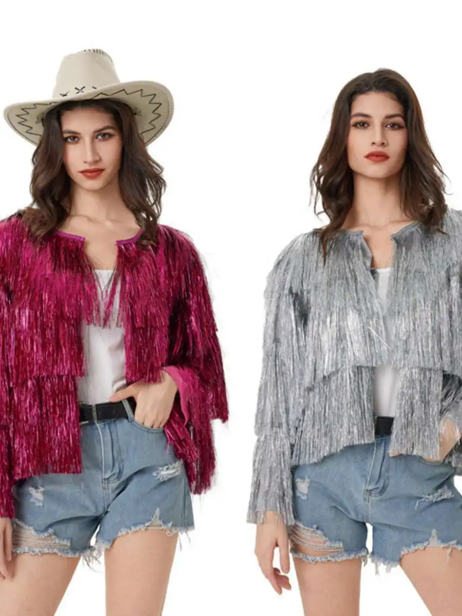 Silver Thread Tassel Long Sleeve Jacket Spring Summer Halloween Open Cardigan Women's Style Loose Fit Thin Fabric Adult Women
Silver Thread Tassel Long Sleeve Jacket Spring Summer Halloween Open Cardigan Women's Style Loose Fit Thin Fabric Adult Women