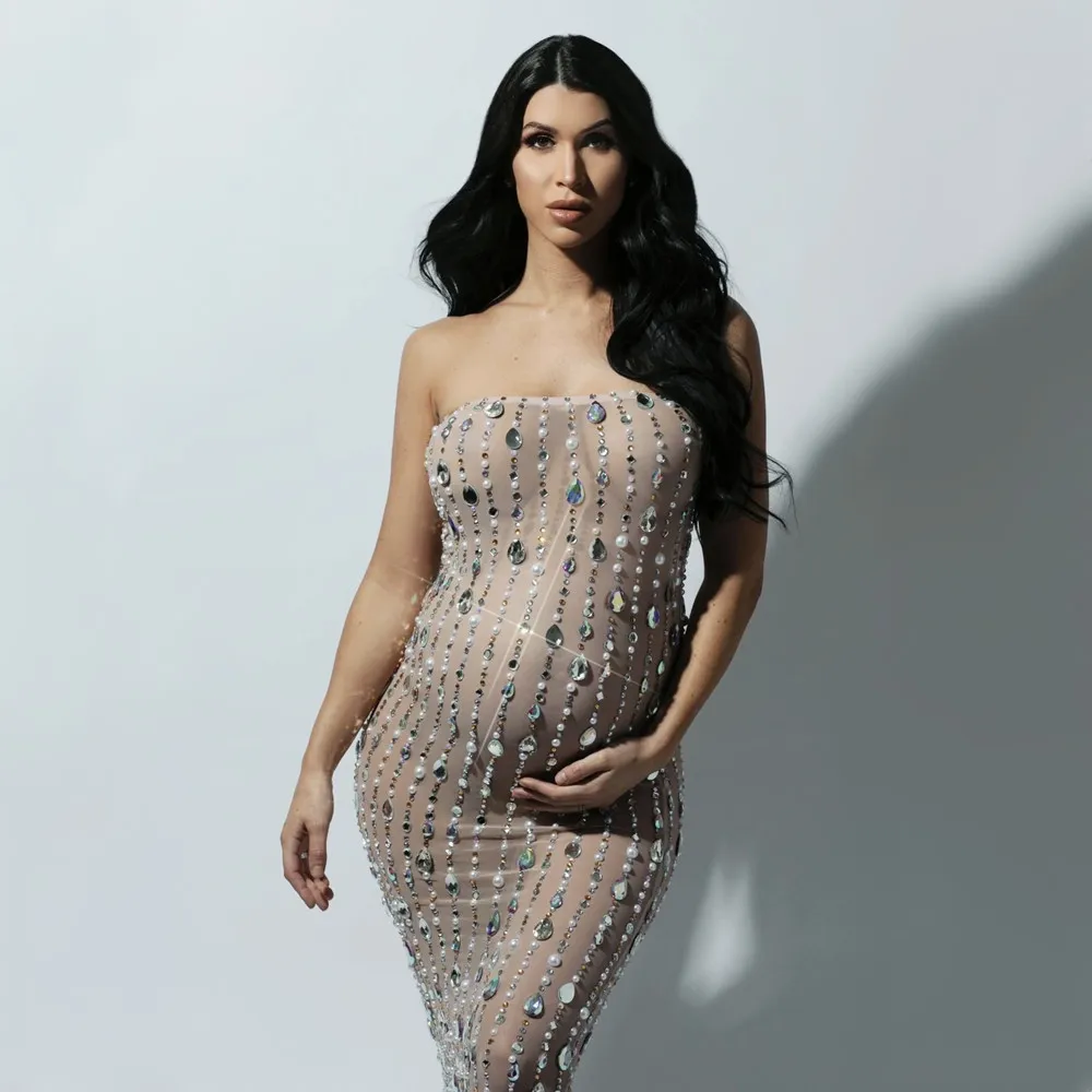 Off-the Shoulder Rhinestone Dresses For Maternity Photography Crystals Tulle Pregnancy Photo Shoot Long Dress Stertchy Bodycon
Off-the Shoulder Rhinestone Dresses For Maternity Photography Crystals Tulle Pregnancy Photo Shoot Long Dress Stertchy Bodycon