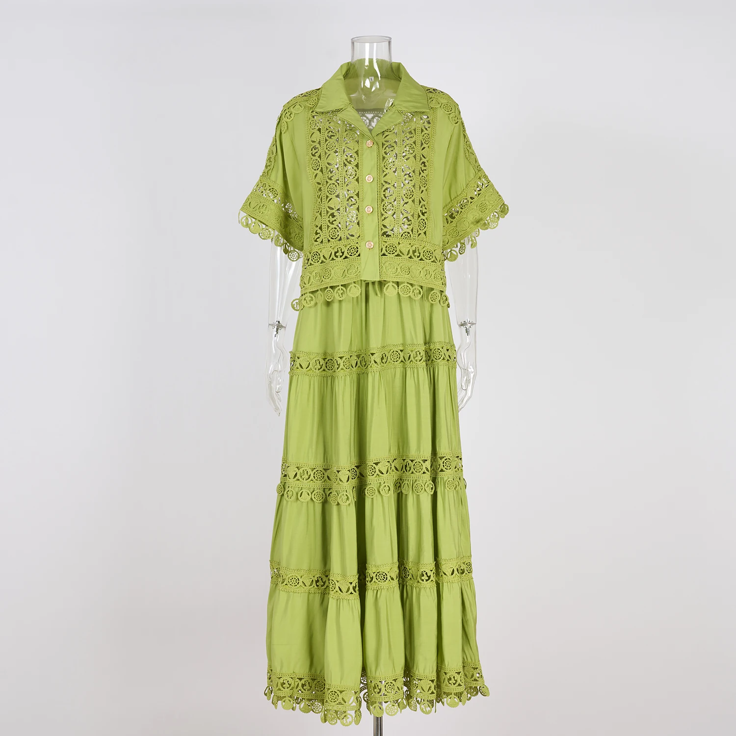 Summer Holiday Embroidery 2 Piece Sets Women Hollow Out Loose Shirt Top + Elastic Waist Maxi Skirts Suits Streetwear Y2k Outfits
Summer Holiday Embroidery 2 Piece Sets Women Hollow Out Loose Shirt Top + Elastic Waist Maxi Skirts Suits Streetwear Y2k Outfits
