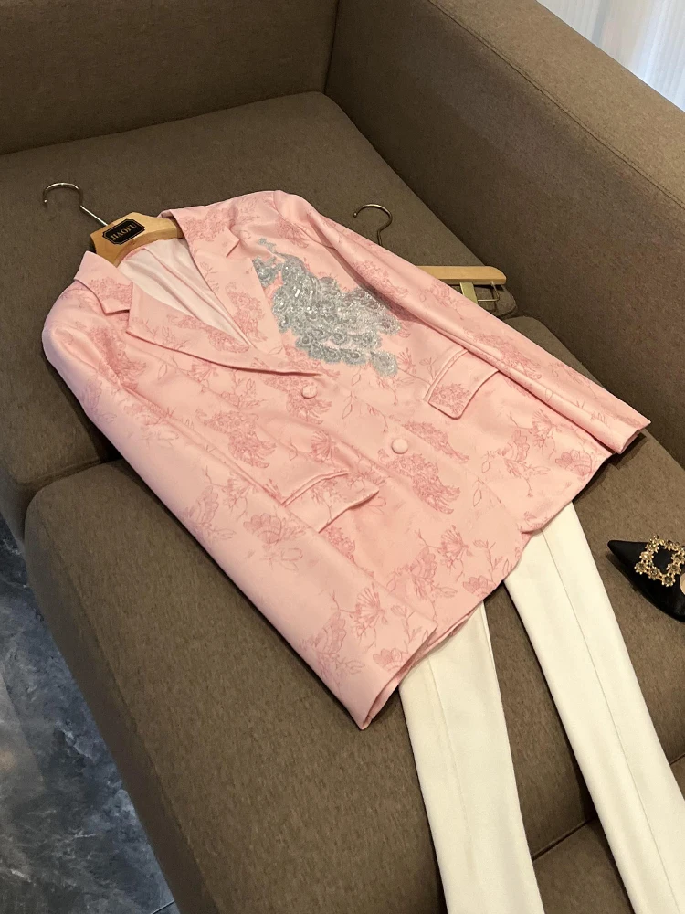New Chinese Sle Pink Embroidered Floral Jaet Women's High-End Acetate Suit Commute Loose Fit Long Sve Single Button
New Chinese Sle Pink Embroidered Floral Jaet Women's High-End Acetate Suit Commute Loose Fit Long Sve Single Button