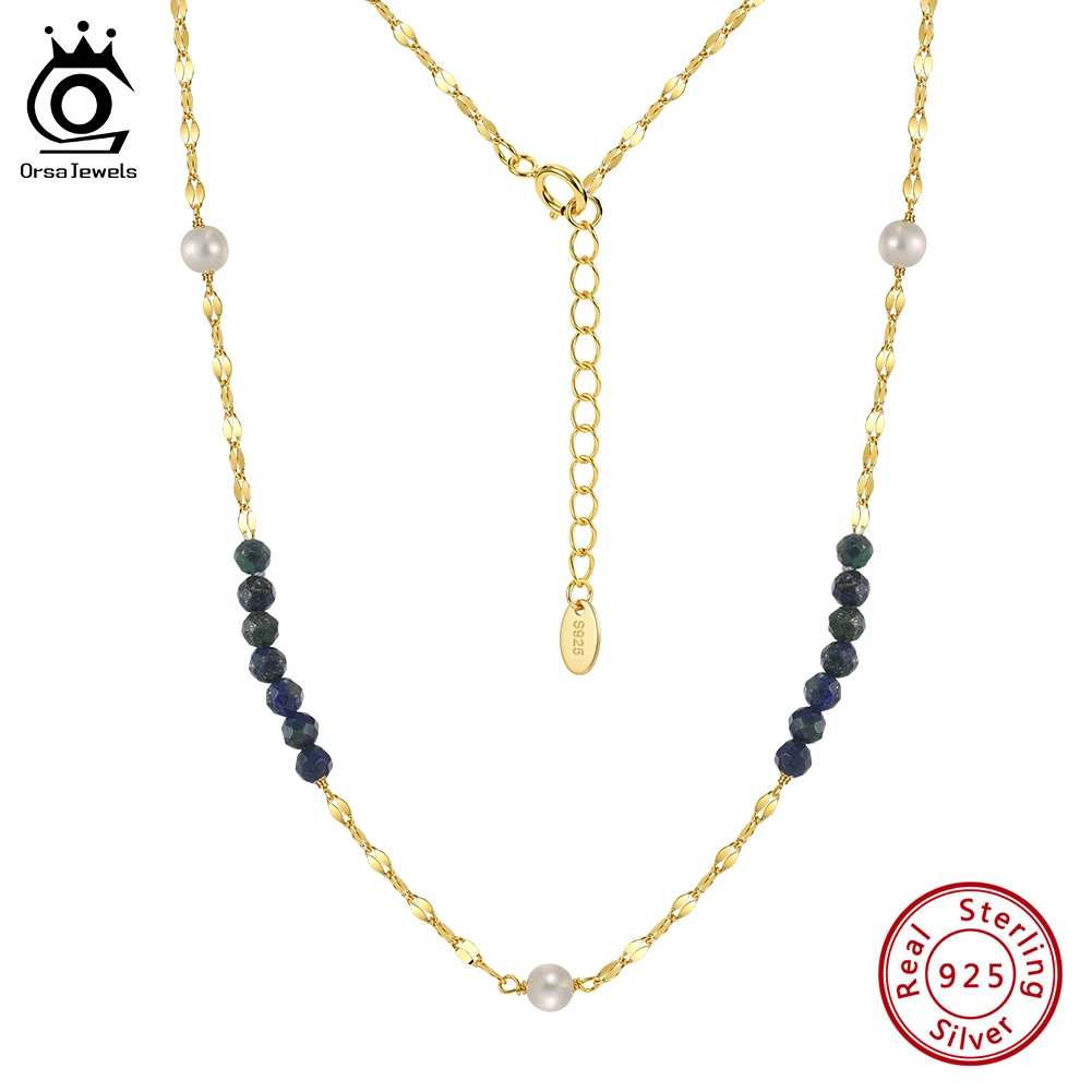 ORSA JEWELS 925 Sterling Silver Natural Lapis Lazuli Stone Necklace with Pearls for Women Birthday Gift Summer Jewelry MPN15
ORSA JEWELS 925 Sterling Silver Natural Lapis Lazuli Stone Necklace with Pearls for Women Birthday Gift Summer Jewelry MPN15