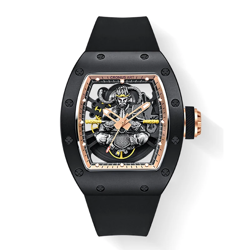CRONUSART Мужские автоматические часы 50 мм Tonneau Механические наручные часы Светящийся скелет Wukong Циферблат Фторкаучуковый ремешок
CRONUSART Мужские автоматические часы 50 мм Tonneau Механические наручные часы Светящийся скелет Wukong Циферблат Фторкаучуковый ремешок
