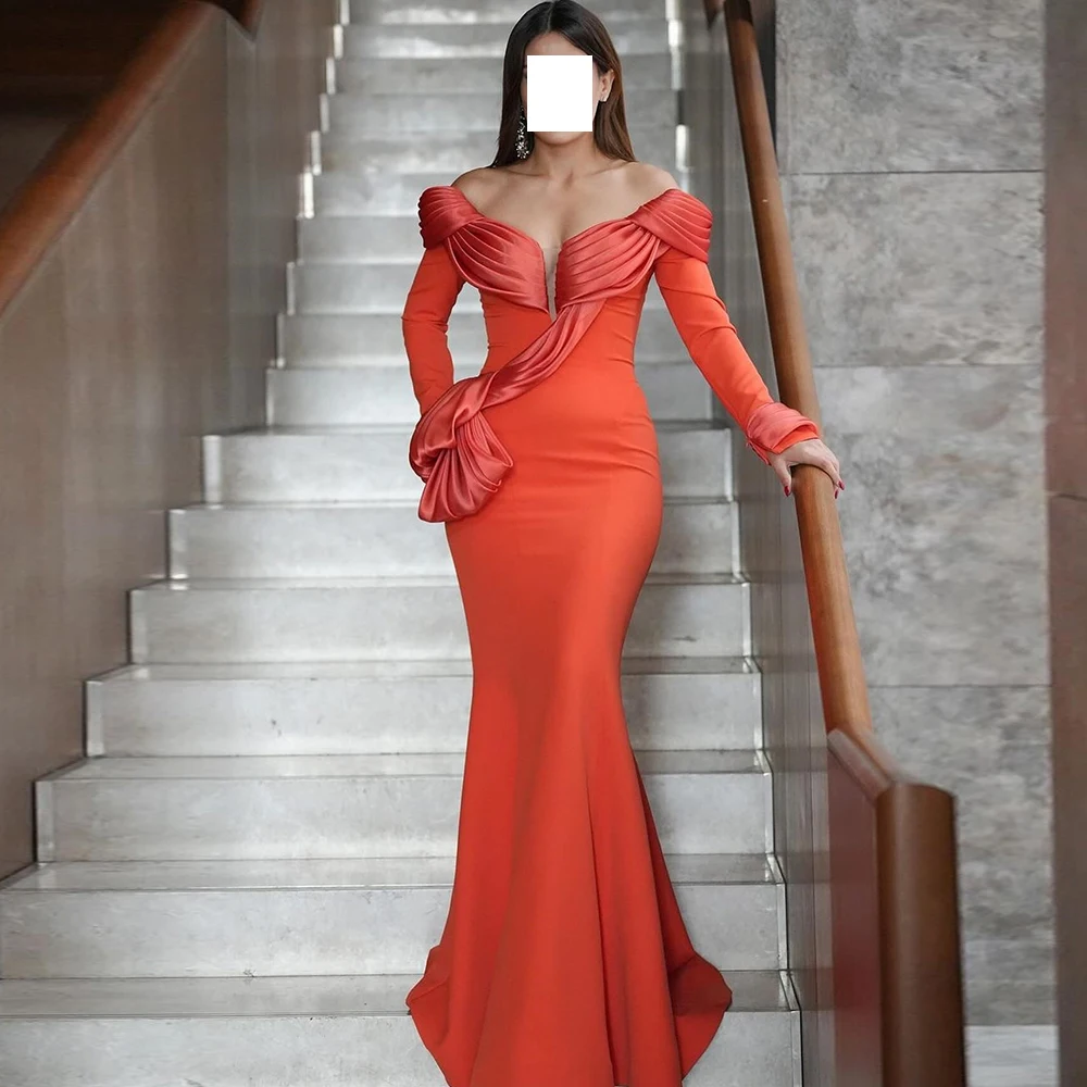 Off the Shoulder Straight Jersey 3/4 Sleeves Floor Length Pleats Sweep Train Solid Color Dresses For Formal Occasions Classic
Off the Shoulder Straight Jersey 3/4 Sleeves Floor Length Pleats Sweep Train Solid Color Dresses For Formal Occasions Classic