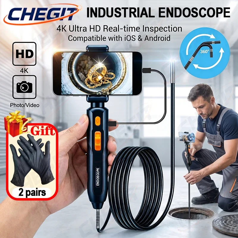 4K UHD Endoscope Camera Two Ways 360° Articulating Borescope with Light Waterproof IP67 Probe Endoscope with Android/iOS Phone
4K UHD Endoscope Camera Two Ways 360° Articulating Borescope with Light Waterproof IP67 Probe Endoscope with Android/iOS Phone