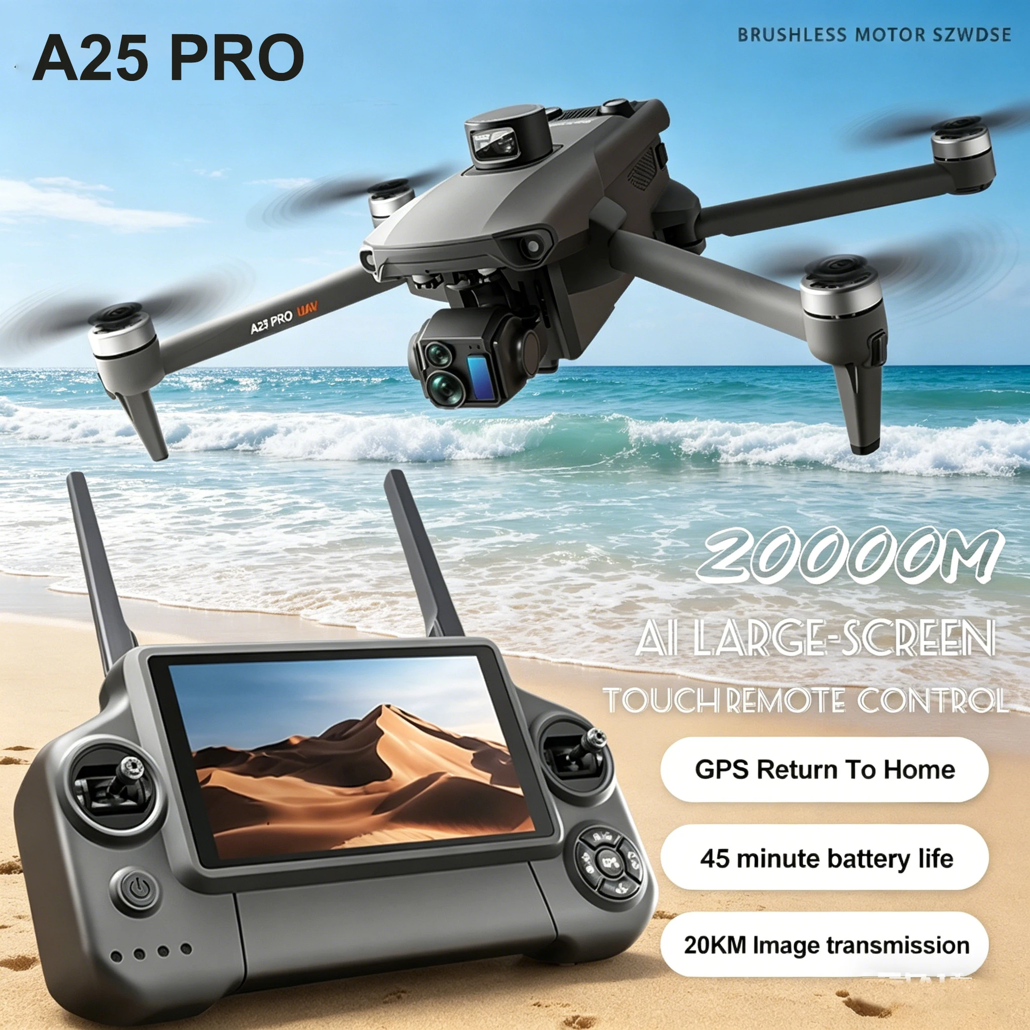 A25 PRO GPS Drone 8K Professional HD Camera 3-axis Gimbal Screen Remote Obstacle Avoidance FPV Airdrop Brushless Quadcopter Toys
A25 PRO GPS Drone 8K Professional HD Camera 3-axis Gimbal Screen Remote Obstacle Avoidance FPV Airdrop Brushless Quadcopter Toys